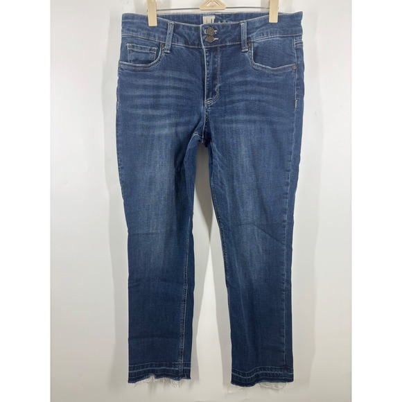 Kut from the Kloth Denim - Kut from the Kloth Catherine Boyfriend Jeans Blue Frayed Hem Size 10 Medium Wash